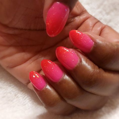 Valentine's Day nails, v.day manicure,  pink and red nails, pink dip powder nails, red glitter nails Pink And Red Ombré Nails, Red And Pink Ombre Nails, Red Ombré Nails, Red Glitter Ombre, Red Ombre Nails, Ombré Nails, Pink Ombre Nails, Dip Nails, Red Ombre