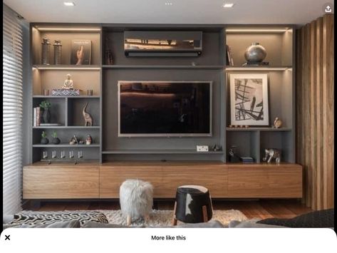 Tv Media Wall, Media Wall Ideas, Built In Wall Units, Tv Wall Cabinets, Tv Built In, Wall Unit Designs, Townhouse Interior, Man Cave Room, Living Room Wall Units