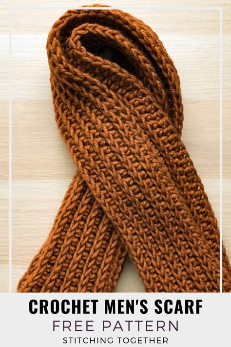 Men Scarf Crochet Pattern, Men Scarf Pattern, Scarf Free Pattern, Crochet Mens Scarf, Crochet Scarf For Beginners, Simple Scarf Crochet Pattern, Thanksgiving Crochet, Pumpkin Patterns, Crochet Men