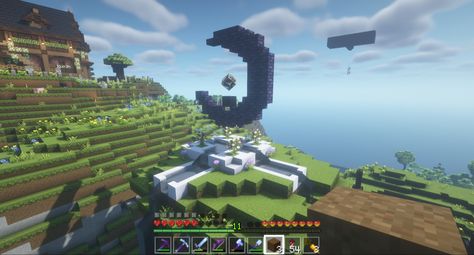 Moon Pond Minecraft, Moon Fountain Minecraft, Pond Minecraft, Moon Fountain, Blossom House, Minecraft Builds, Minecraft, Blossom, Moon