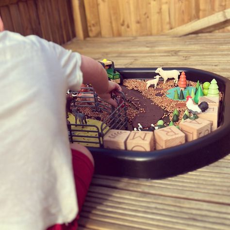 🚜🌾 We had our first go with the tuff tray today, a quick and simple farm setup! My middle cub is all about tractors and farms at the moment, so we went with it—mud tracks, animal feeding, and a whole lot of farmyard fun! 🐷🐮 With the youngest cub teething, I didn’t have much time to set it up, but it was a hit nonetheless. We used brown playdough for the mud/dirt track, yellow for the animal enclosure, and blue for the pond, along with some of our favourite farm animals. Needless to say, my l... Brown Playdough, Plant Sunflowers, Tuff Tray Ideas, Sensory Dough, Farm Fun, Tuff Tray, Dairy Cows, Small World Play, Dirt Track