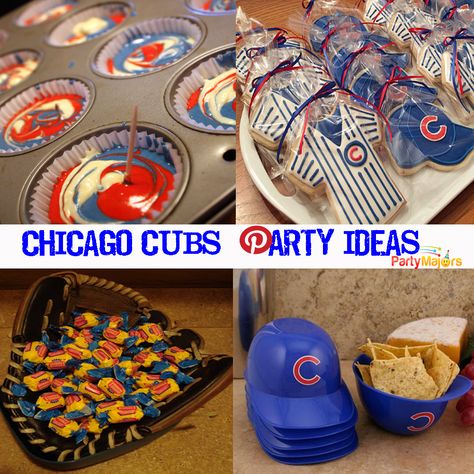 Chicago Cubs NL Champions Party Inspirations. Congratulations NL Champions Cubs & their Fans! Cubs Themed Birthday Party, Chicago Cubs Birthday Party, Chicago Cubs Birthday, Cubs Birthday Party, Party Boards, Halloween Deserts, Baseball Theme Birthday, Socks Party, Entertaining Food