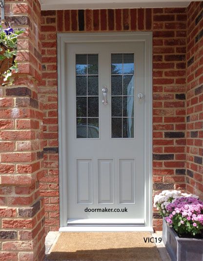 victorian front door lamproom grey Edwardian Doors, Front Door Cottage, Victorian Front Door, Front Doors Uk, Grey Front Doors, Victorian Front Doors, Cottage Front Doors, Georgian Doors, Pink Front Door