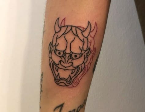 Hannya Maske Tattoo, Hannya Maske, Oni Mask Tattoo, Oni Tattoo, Hannya Mask Tattoo, Traditional Tattoo Designs, Demon Tattoo, Oni Mask, Tattoo Simple