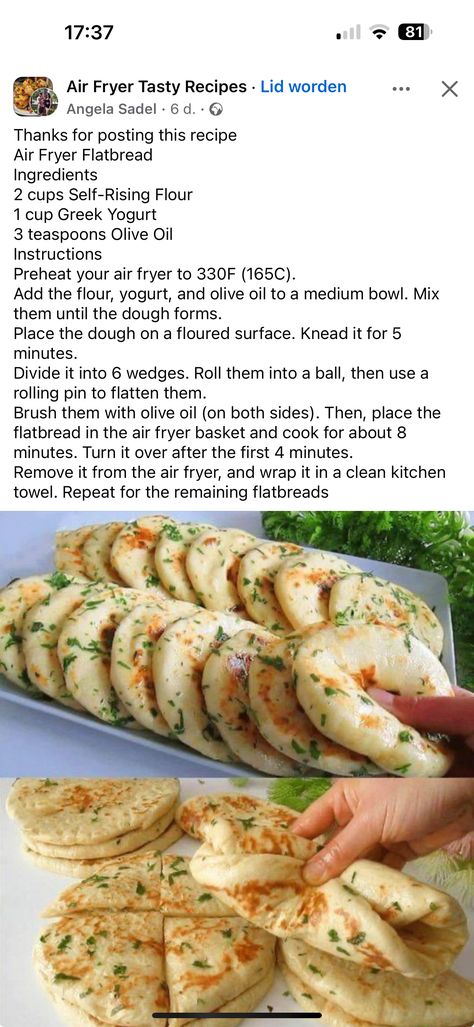 Air Fryer Flatbread Recipes, Air Fryer Flatbread, Cheese Dips, Flatbread Recipes, Savoury Recipes, Bread Making, Bon Appetite, Air Fry, Bread Dough