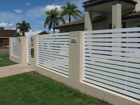 Gard Modern, Pagar Modern, Tor Design, Modern Fence Design, House Fence Design, Concrete Fence, Front Fence, Brick Fence, Timber Fencing