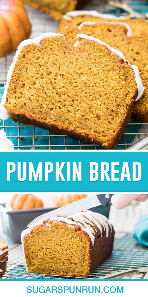 My perfectly spiced homemade Pumpkin Bread recipe is simple to make and is topped with a simple vanilla glaze. Recipe includes a how-to video! Homemade Pumpkin Bread, The Best Pumpkin Bread, Classic Pumpkin Pie Recipe, Best Pumpkin Bread, Gluten Free Pumpkin Recipes, Bread Pumpkin, Pumpkin Spice Recipe, Pumpkin Pie Mix, Cream Cheese Glaze