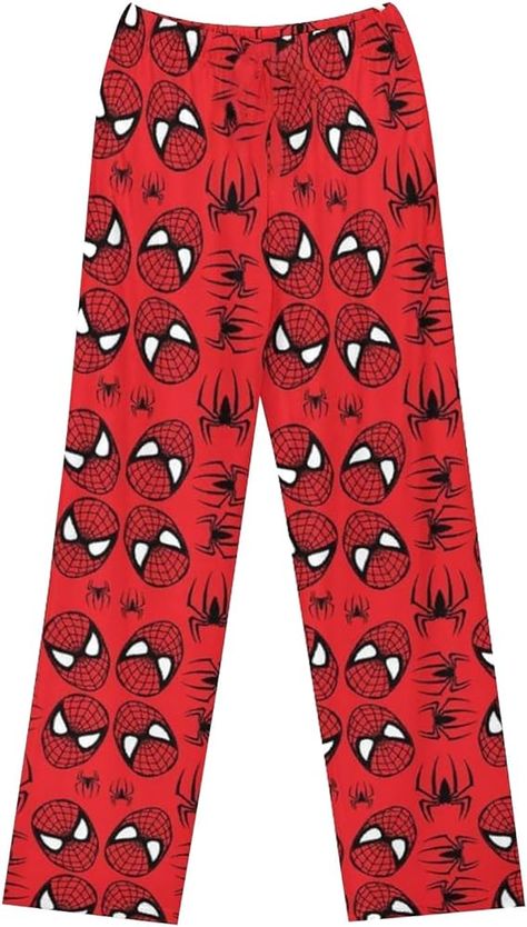 Anime Pajama Pants Couple Home Casual Trousers All Over Print Sleep Bottoms Gifts for Valentine's Day（Watermelon Red，Medium） at Amazon Women’s Clothing store Cartoon Pajama Pants, Cat Pajama Pants, Spiderman Pajamas, Spiderman Girl, Plush Pajama Pants, Girls Flannel, Mens Pajama Pants, Pants Gift, Halloween Pajamas