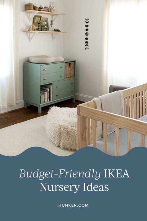 Expecting a little one soon? Get inspired with these budget-friendly Ikea nursery ideas that will help you create your baby's perfect bedroom, without breaking the bank. #hunker #nurseryideas #ikeanursery #budgetfriendly Budget Friendly Nursery, Sniglar Crib Nursery, Ikea Hack Nursery, Ikea Baby Room Ideas, Closet Baby Room, Ikea Nursery Ideas, Nursery 2024, Ikea Baby Room, Ikea Sniglar Crib