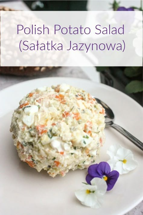 Polish Potato Salad (Salatka Jazynowa) #polishhousewife #polishrecipe #polishfood #potatosalad #polishsalad #salatka Polish Meals, Salad Options, Russian Foods, Polish Dishes, Polish Foods, Polish Desserts, Cookout Side Dishes, Eastern European Recipes, Resep Salad