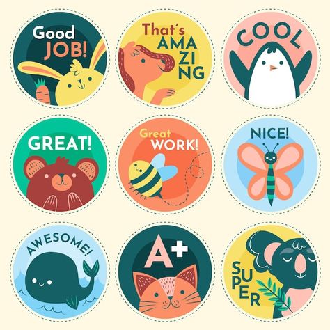 Motivational Printables, Reward Stickers, Motivational Sticker, Teacher Stickers, School Stickers, Planner Journal, Motivational Messages, Great Job, Kids Stickers