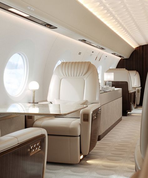 Private Plane Interior, Airplane Interior, Private Jet Interior, Luxury Jets, Luxury Private Jets, Monochrome Interior, Aircraft Interiors, Opulent Interiors, Brown Mirror