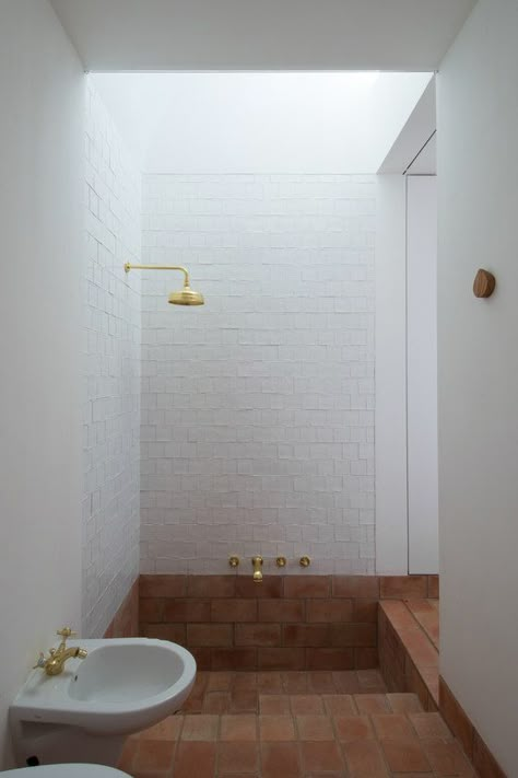 Bathroom Tubs, Bad Inspiration, Bad Design, Shower Stall, Small Bathroom Remodel, Toilets, Cheap Home Decor, Terra Cotta, Bathroom Renovation