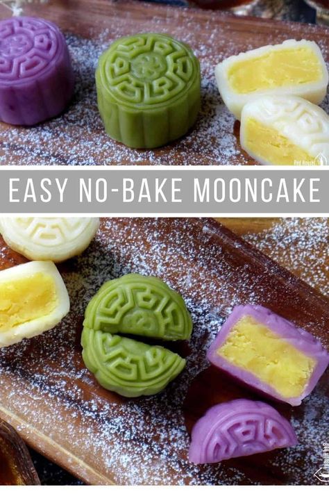 Easy Mooncake Recipes, Moon Festival Food, Easy Chinese Dessert Recipes, Easy Mooncake, Chinese Treats, Easy Mooncake Recipe, Moon Cake Recipe, Mooncake Filling, Chinese Moon Festival