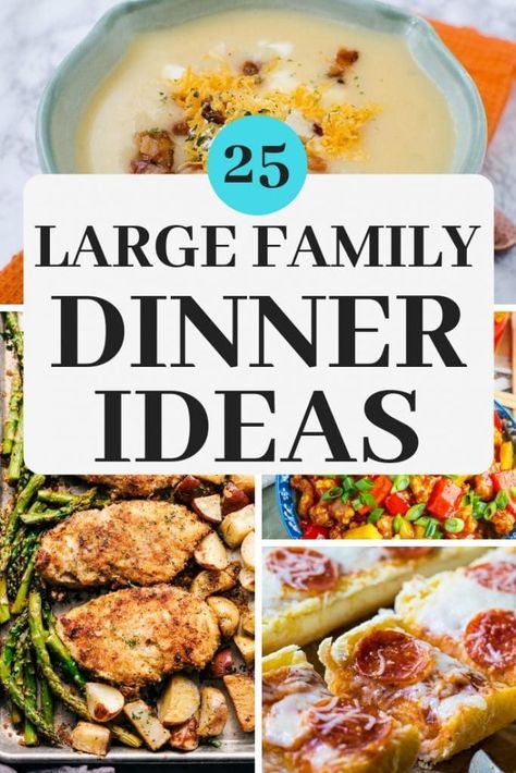 These large family dinner ideas will make cooking for a crowd easy! Meals with simple ingredients and easy directions so you can get it on the table (and devoured!) in no time! Large Family Dinner Ideas, Large Family Dinner, Resep Makanan Beku, Big Family Meals, Big Family Dinner, Large Group Meals, Large Family Meals, Budget Cooking, Family Dinner Ideas