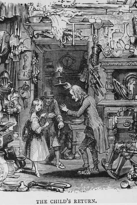 The Old Curiosity Shop. | 18 Vintage Photos Of Charles Dickens' London Dickens Christmas Carol, Charles Dickens Books, London Drawing, Little Dorrit, The Old Curiosity Shop, Victorian Illustration, Steampunk Couture, Bunch Of Grapes, Victorian London