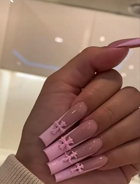 Acrylic Nails Birthday, Pink Nails Long, Acrylic Nail Inspiration, Nails Long Acrylic, Pink Tip Nails, Nails Birthday, Girls Nail Designs, Cross Nails, Makeup Nails Designs