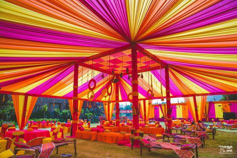 Photo From #Rajasthani Mela - By The Wedding Junction Wedding Lawn Decorations Indian, Gajibo Tent, Indian Mela, Haldi Ideas, Bride Pics, Office Facade, Decoration Marriage, Festival Themed Party, Wedding Tent Decorations