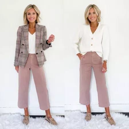 Sahm Outfits, Summer Work Wear, Workwear Chic, Wide Leg Pants Outfit, Cropped Wide Leg Pants, Professional Wardrobe, Older Women Fashion, Work Wear Women, Spring Outfits Women