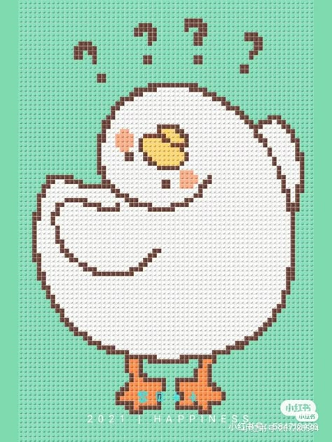 Duck Alpha Pattern, Kawaii Cross Stitch, Mochila Crochet, Crochet Grid, Graph Crochet, Beginner Crochet Tutorial, Pixel Crochet, Tapestry Crochet Patterns, Kawaii Crochet