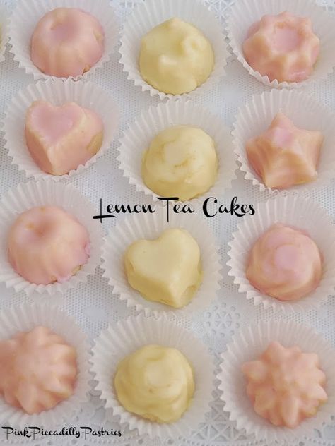 Pink Piccadilly Pastries: Fabulous Lemon Tea Cakes - Easy too! Fancy Treats, Tea Sweets, Tea Party Desserts, Lemon Tea Cake, Cakes Easy, Valentines Cookies, Wedding Tea Party, English Tea Party, Tea Cakes Recipes