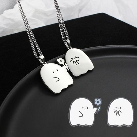 ✦Partners Necklaces , Cartoons Couple Necklace, Couple Necklaces, Dainty Couple Necklaces, Gift For Couples, Valentine's day gift, Bday gift Necklaces Couple, Ghost Couple, Pair Necklace, Couples Jewelry, Chat Kawaii, Cat Pendant Necklace, Couple Necklace, Cat Couple, Trendy Fashion Accessories