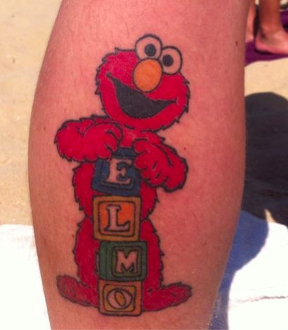 ELMO :o) Sesame Street Tattoo, Elmo Tattoo, Ouroboros Tattoo, Nerdy Tattoos, Street Tattoo, Pretty Tattoos For Women, Cute Tattoos For Women, Tattoo Art Drawings, Cartoon Tattoos