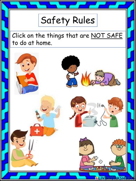 Safe And Not Safe Worksheet, Safety At Home Worksheet, Personal Safety Activities For Kids, Safety At Home For Kids Worksheets, Safety Rules Worksheet, Safety Worksheets For Preschool, Home Safety For Kids, Kids Safety Poster, Safety Rules At Home