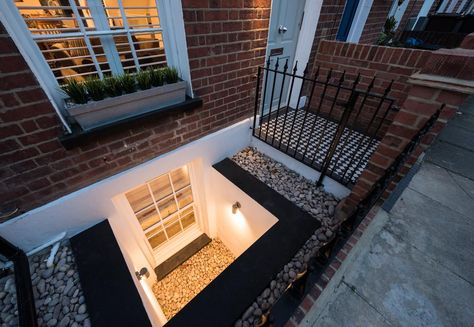 Cellar Renovation, Victorian Basement, Basement Egress, Cellar Conversion, Basement Window Well, Window Wells, Basement Steps, Basement Window, Basement Flat