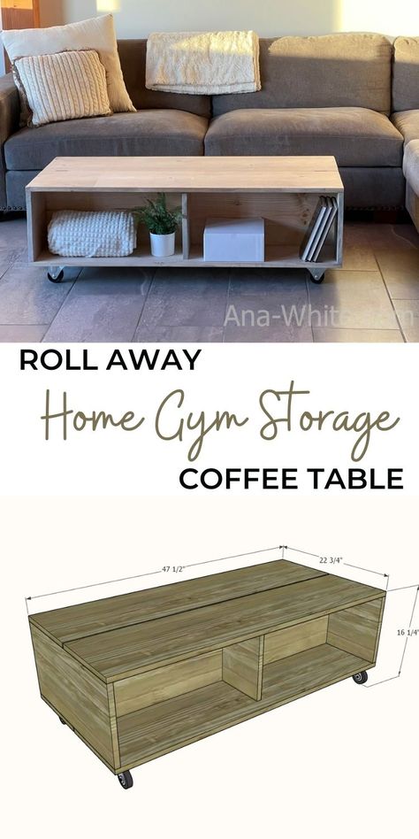 Diy Coffee Table With Shelf, Easy Diy Coffee Table With Storage, Diy Wood Coffee Table Rectangle, Rolling Coffee Table, Diy Coffee Table Storage, Coffee Table Storage Ideas, Diy Center Table, Diy Coffee Table Easy, Diy Coffee Table With Storage