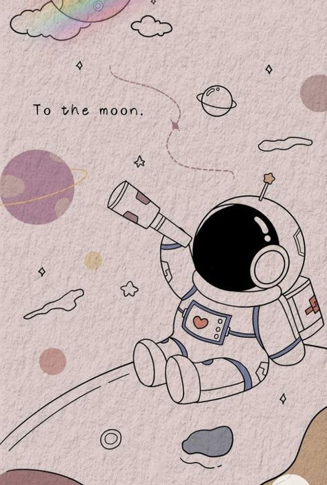 Astronaut Drawing, Creative School Project Ideas, Easy Mandala Drawing, Astronaut Wallpaper, Phone Wallpaper Boho, Iphone Wallpaper Sky, Wallpaper Doodle, Cute Galaxy Wallpaper, Cute Tumblr Wallpaper