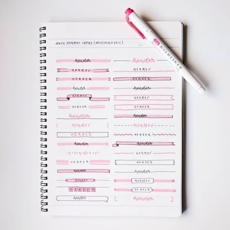 Bullet journal Well everyone really seemed to like the header ideas I posted yesterday so here are some more! These are more minimal, they're great for subheaders in your notes or journals. . . . . . . . . . #study #studyspo #studygram #studyblr#studyhard #studyinspo #studyinspiration #may2018 #obsession #stationerylove #studysupplies #planner#bulletjournal #bujo #books #bookstagram #studyaccount#bullet #notes #studymotivation #showmeyourplanner#stationery #bujoinspire #bulletjournalcommunity #a Bullet Journal Font, Journal Fonts, Bullet Journal Notes, School Organization Notes, Pretty Notes, Notes Inspiration, Bullet Journal Art, Bullet Journal Spread, Bullet Journal Inspo