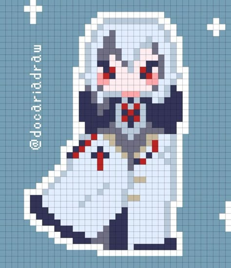 Pixel Art Pattern Genshin, Genshin Pixel Art Grid, Genshin Impact Cross Stitch, Genshin Perler Beads, Genshin Perler, Pixel Art Genshin, Genshin Pixel Art, Genshin Impact Pixel Art, Modele Pixel Art