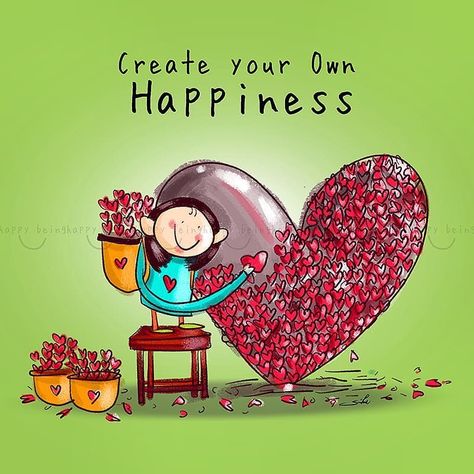 New Day on Instagram: “Create your own happiness! ❤️ Posted @withregram • @happybeingdoodles #happiness #happy #happythoughts #happyday #happylife…” Poster Making Ideas, Love Notes, Poster Making, Cartoon Character, Well Being, A Heart, Making Ideas, Create Your, Create Your Own