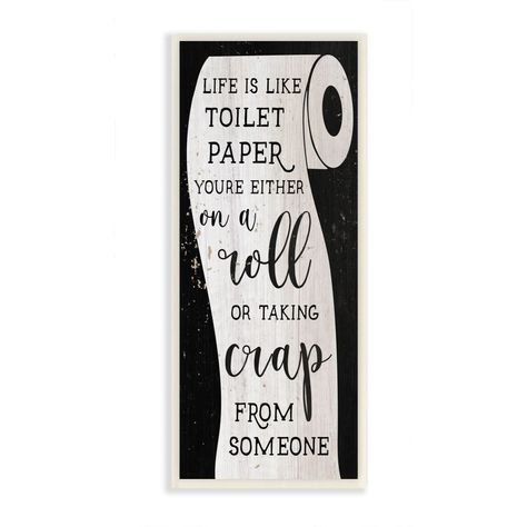 Funny Bathroom Signs, Toilet Wall, Paper Wall Art, Funny Bathroom, Bathroom Humor, Stupell Industries, Wood Plaques, Bathroom Signs, Wall Art Plaques