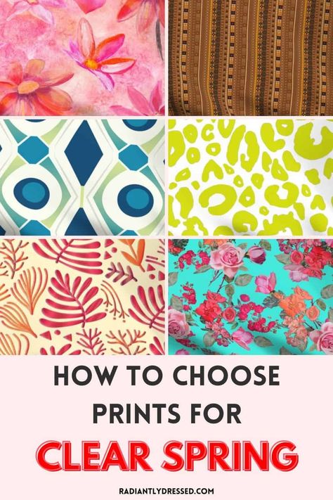 Bright Spring Patterns, Clear Spring Outfits Fashion Looks, Christine Scaman 12 Blueprints, Warm Spring Wardrobe, Clear Spring Outfits, True Spring Outfits, Clear Spring Color Palette, Bright Spring Outfits, Spring Skin Tone