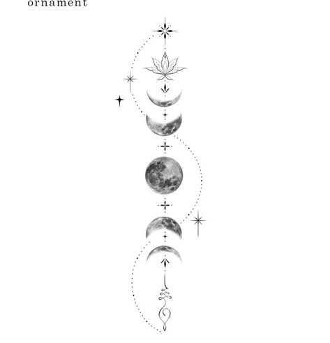 Moon Line Tattoo, Moon Cycle Tattoo, Realistic Moon Tattoo, Small Dragon Tattoos, Moon Phases Tattoo, Mystical Tattoos, Planet Tattoos, Music Tattoo Designs, Chest Tattoos For Women