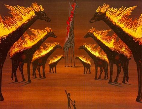 Salvador Dali and His Burning Giraffes | DailyArt Magazine Burning Giraffe, Salvador Dali Paintings, Giraffe Images, Dali Tattoo, Dali Paintings, Most Famous Paintings, Mc Escher, The Giraffe, The Burning