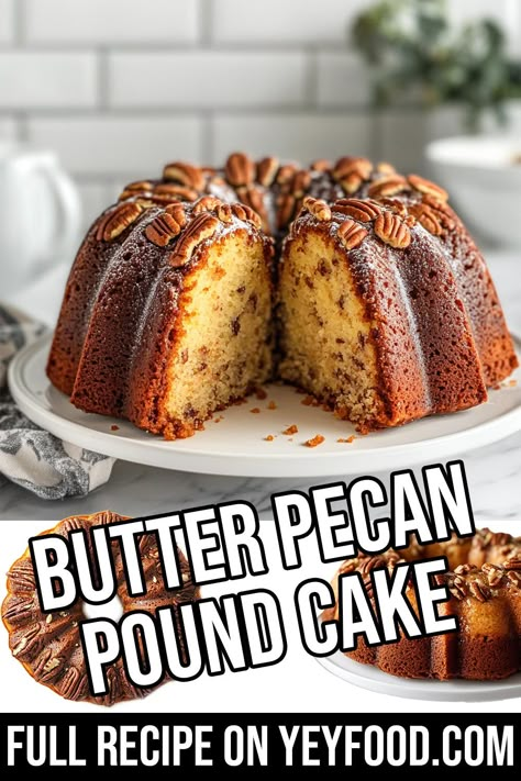 Butter Pecan Pound Cake Baking Pound Cake, Sprite Pound Cake Recipe, Butter Pecan Bundt Cake, Pork Cake, Short African Hairstyles, Butter Pecan Pound Cake Recipe, Pecan Bundt Cake, Peanut Butter Pound Cake, Butter Pecan Pound Cake