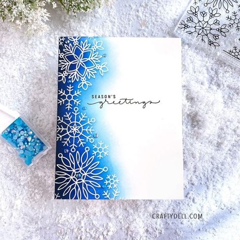 Adelle Emery (@craftydell) • Instagram photos and videos Stamped Christmas Cards, Simple Christmas Cards, Snowflake Cards, Christmas Card Inspiration, Homemade Christmas Cards, Diy Christmas Cards, Christmas Cards To Make, Peace On Earth, Card Patterns