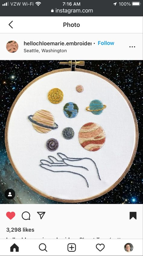 Embroidery Planets Simple, Planet Embroidery Pattern, Galaxy Embroidery Pattern, Jupiter Embroidery, Embroidery Universe, Embroidered Planets, Embroidery Planets, Embroidery Galaxy, Space Embroidery Pattern