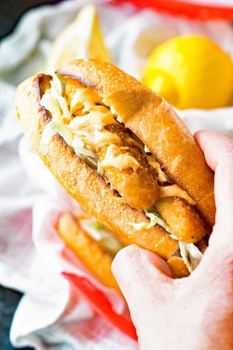 Breakfast Meal Recipes, Crunchy Fish, Po Boy Sandwich, Parmesan Crusted Tilapia, Quick Dinner Options, Homemade Tartar Sauce, Fish Sticks, Fish Sandwich, Sandwiches And Wraps