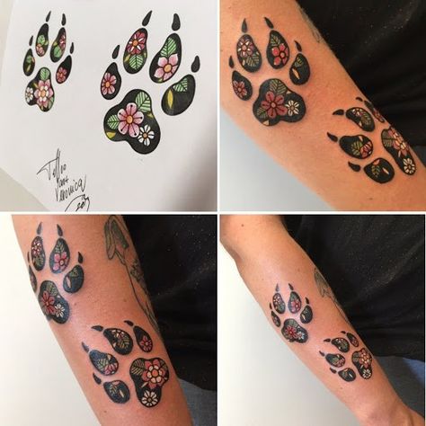 Tattoo Dog Paw, Dog Pawprint Tattoo, Mandala Mehndi, Tattoos Watercolor, Pawprint Tattoo, Dog Paw Tattoo, Tattoo Dog, Organization Bullet Journal, Paw Tattoo