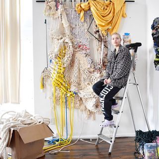 Jacqueline Surdell (@jacquelinesurdell) • Instagram photos and videos Jacqueline Surdell, Artist Workspace, Sensory Art, Woven Wall Hanging, Weaving Art, Tapestry Weaving, Textile Artists, String Art, Artist At Work