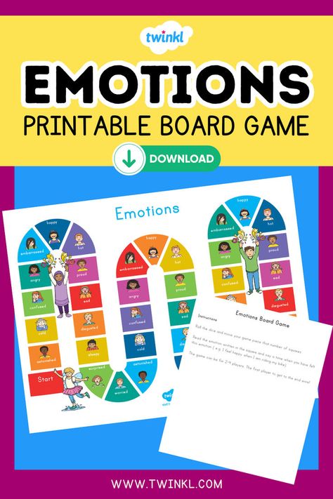 Emotions Printable Board Game for K-2nd Grade Emotions Board Game, Emotions Board, Emotions Printable, Printable Board Game, Empathy Activities, Board Game For Kids, Game For Children, Printable Game, Game For Kids