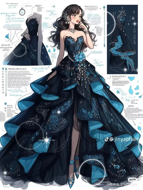 Fantasy Style, Dress Design Drawing, 파티 드레스, Old Fashion Dresses, Fashion Drawing Dresses, Dress Design Sketches, Fashion Illustration Dresses, Dress Sketches, Fantasy Gowns