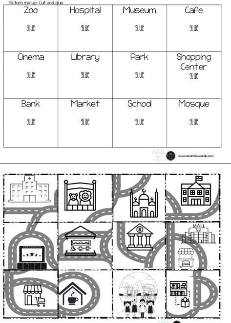 English Primary School, City Puzzle, Puzzle Printable, Spanish Learning Activities, Community Places, Puzzle Worksheet, Easter 2024, Map Worksheets, British School