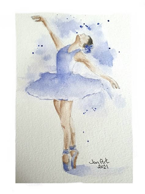 Ballerina Art Paintings Easy, Ballerina Painting Easy, Painting Ideas Ballerina, Ballerina Painting Acrylic Easy, Dancer Art Painting, Watercolor Dancer Paintings, Watercolor Art Ballerina, Ballet Watercolor Painting, Watercolor Ballerina Simple