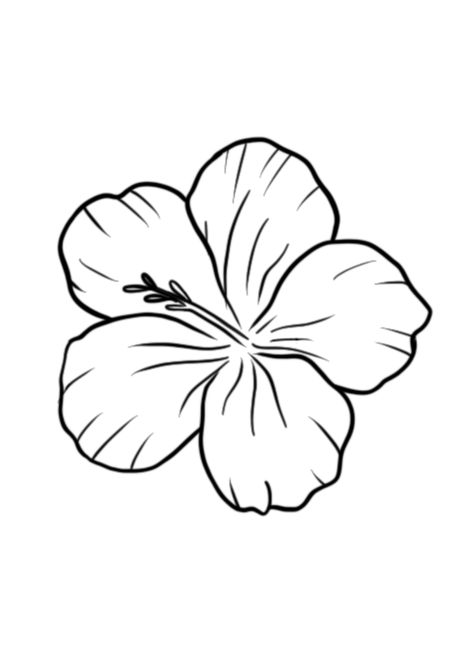 Tropical Flower Line Drawing, Hawian Flowers Drawings, Hibiscus Drawing Simple, Hibiscus Flower Tattoo Stencil, Flower Tattoos Stencil, Hibiscus Flower Drawing Simple, Hibiscus Flower Outline, Florida Tattoo For Women, Hawaii Flowers Drawing