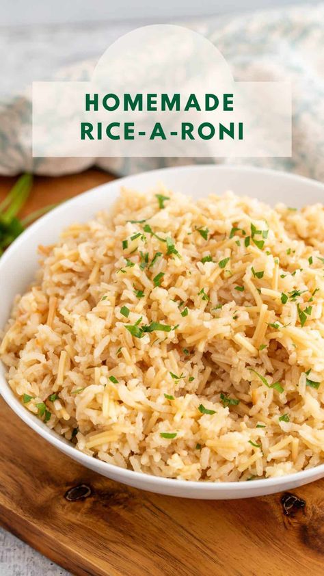 Homemade Rice a Roni Diy Rice A Roni Recipe, Homemade Rice A Roni Recipes, Homemade Chicken Rice A Roni, Rice A Roni Recipes, Ricearoni Recipes, Homemade Rice A Roni, Starchy Sides, Rice Sides, Lentils Rice